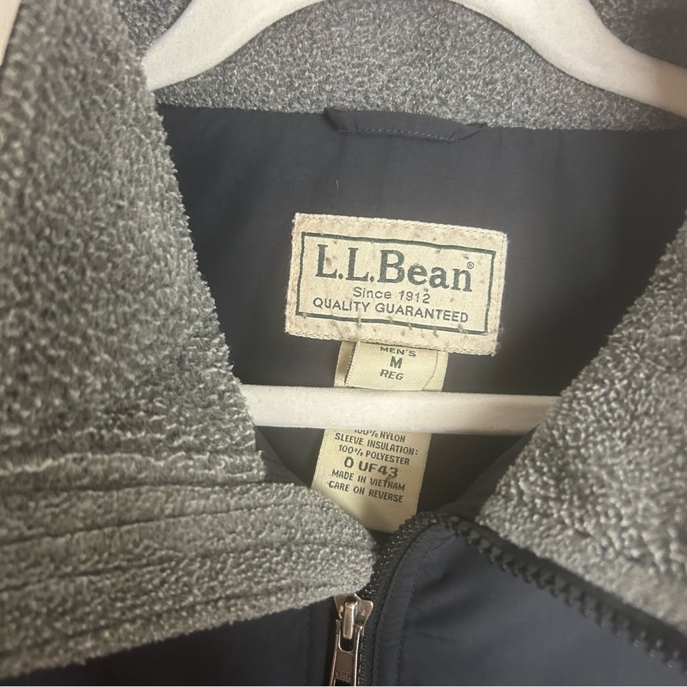 Vintage LL BEAN Black Fleece Lined Coat Jacket Medium M - Picture 2 of 5